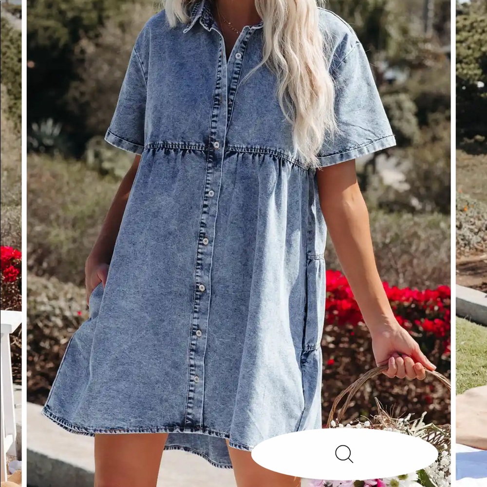VICI Cotton Pocketed Babydoll Denim Dress Size Small NWOT